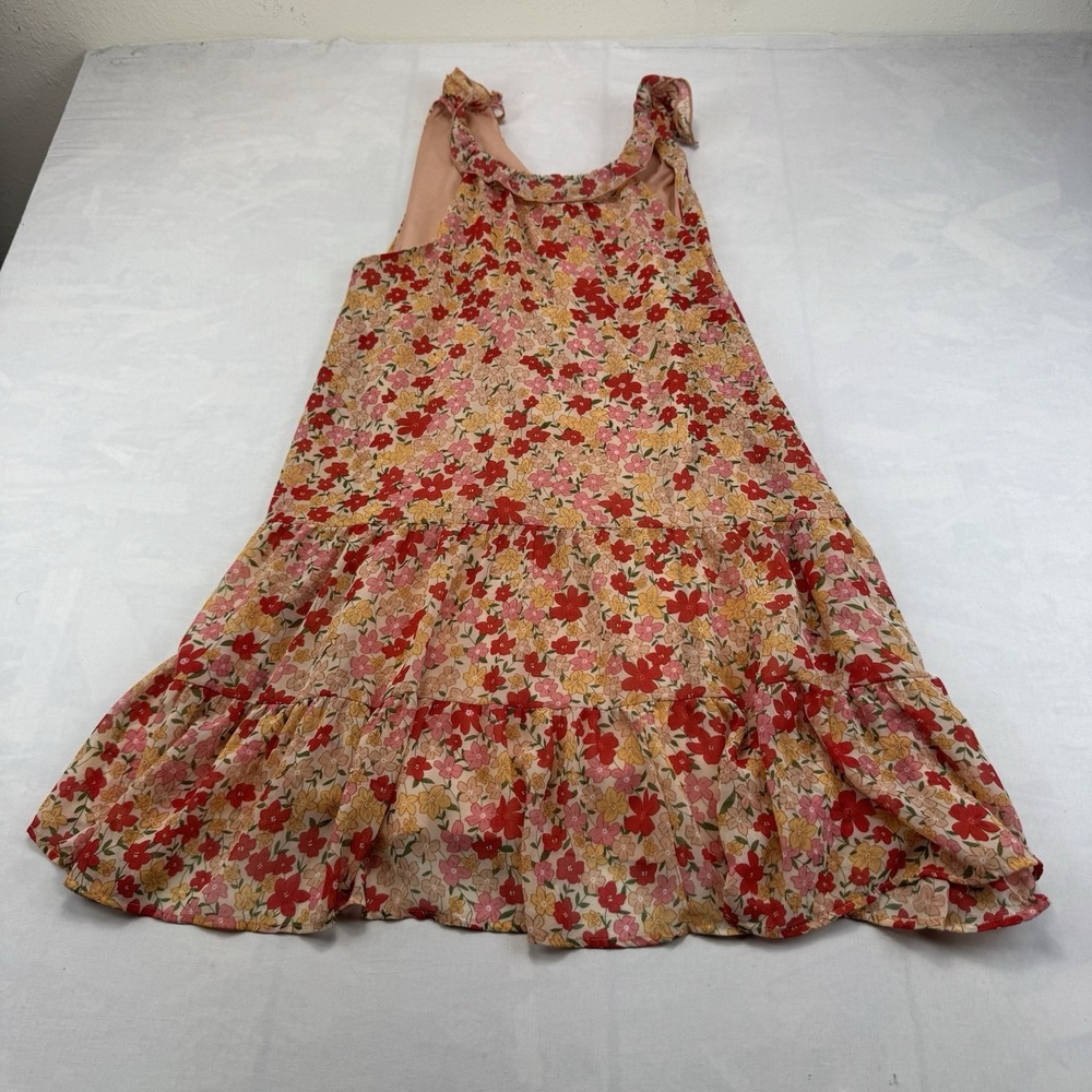 Peach Love California Womens XL Floral Tiered Ruffle Sleeveless Boho Midi Dress